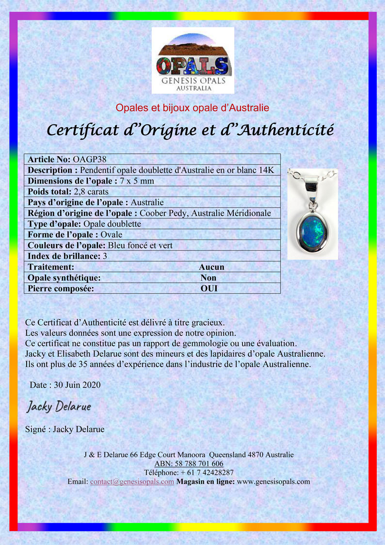 Exemple Certificat d'origine