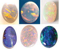 Opales précieuses d'Australie taillées