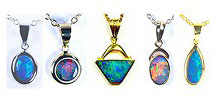 Gold Australian opal pendants