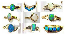 Gold Australian opal rings