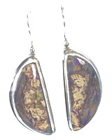 Sterling silver earrings with a solid opal #ATE2